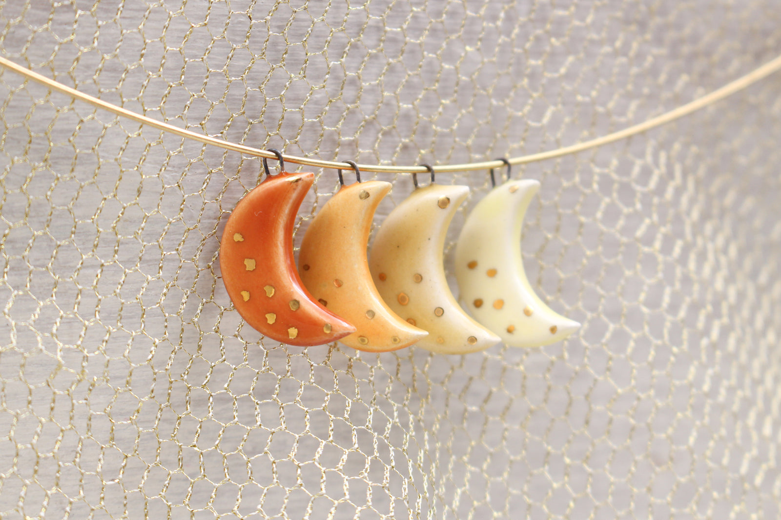 Ceramic Moon Charms for Jewelry and Accessories Making handmade in France by Alain Granell