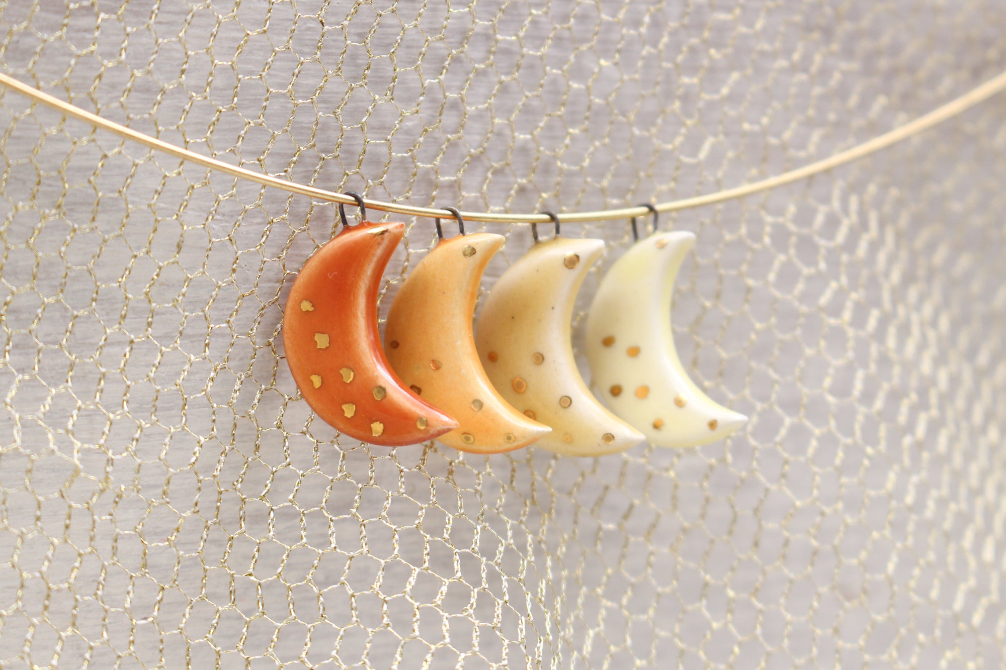 Ceramic Moon Charms for Jewelry and Accessories Making handmade in France by Alain Granell
