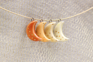Ceramic Moon Charms for Jewelry and Accessories Making handmade in France by Alain Granell