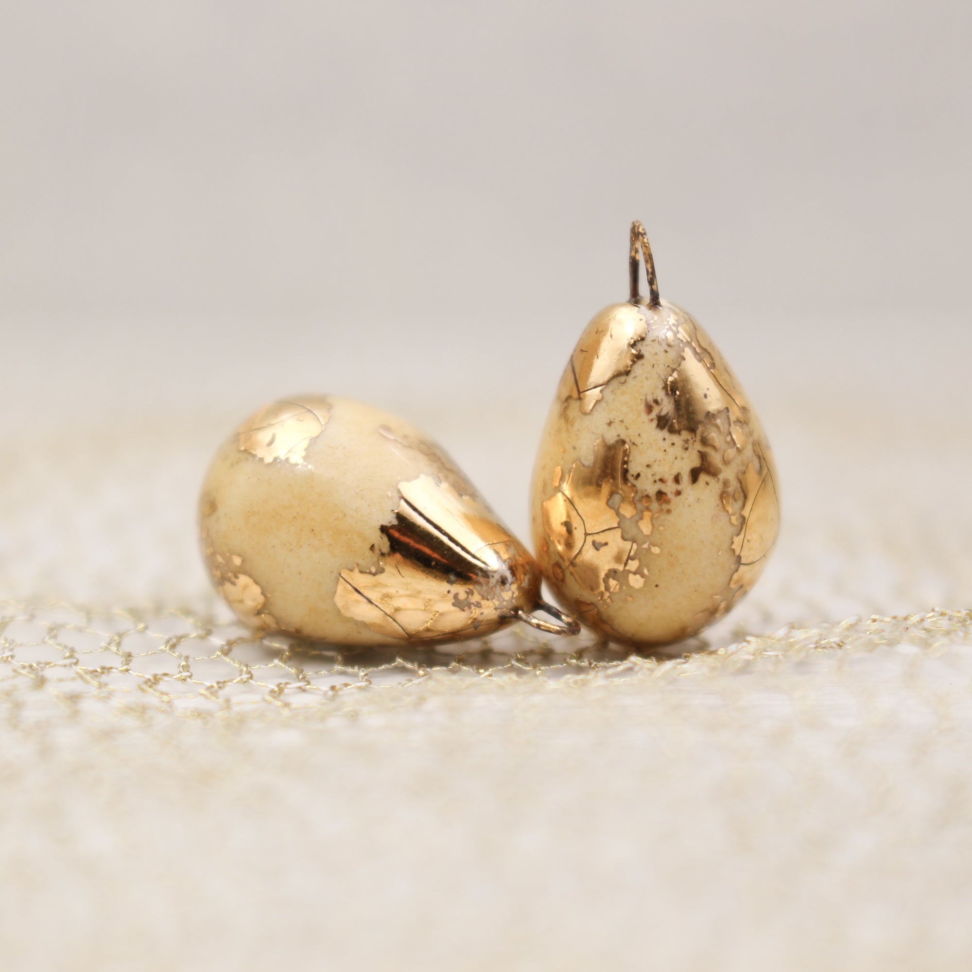 Ceramic and Gold Charms for Jewelry and Accessories Making handmade in France by Alain Granell