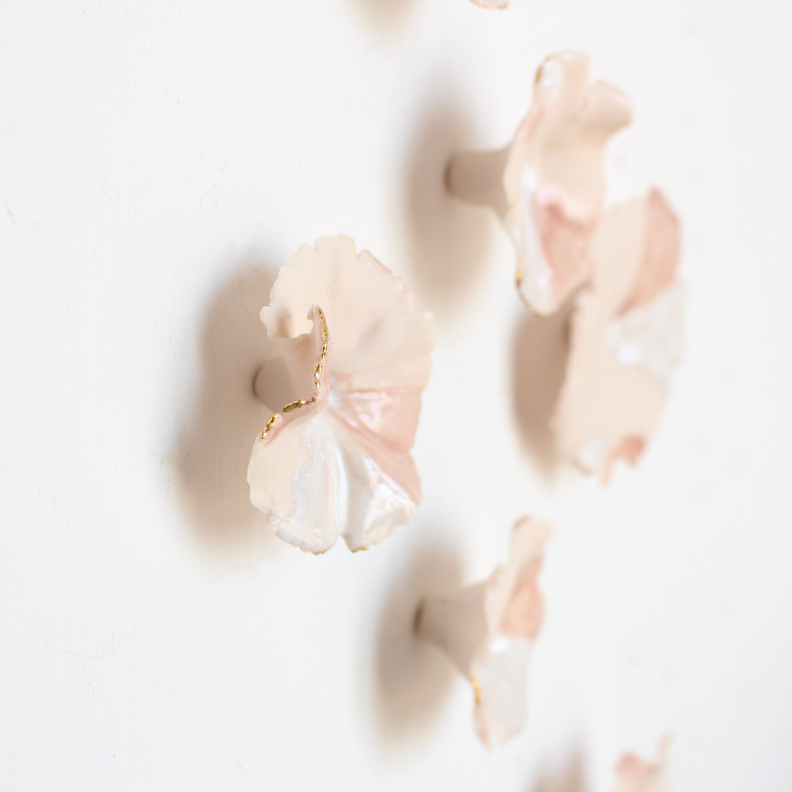 Abstract Coral Porcelain Flower Wall Art handmade in France by Alain Granell