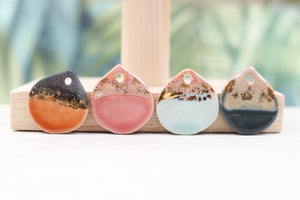 Multicolor ceramic and gold petal charms handmade in France by Alain Granell