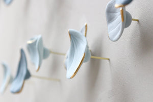 Blue Autumn is a Large porcelain wall art of Blue Leaves handmade in France by Alain Granell