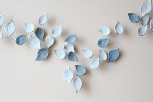Blue Autumn is a Large porcelain wall art of Blue Leaves handmade in France by Alain Granell