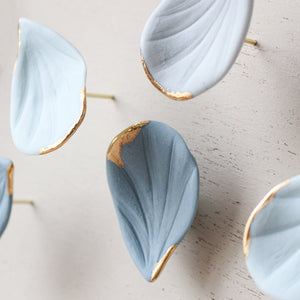 Blue Autumn is a Large porcelain wall art of Blue Leaves handmade in France by Alain Granell