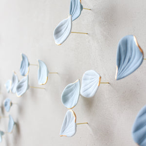 Blue Autumn is a Large porcelain wall art of Blue Leaves handmade in France by Alain Granell