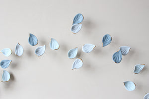 Blue Autumn is a Large porcelain wall art of Blue Leaves handmade in France by Alain Granell