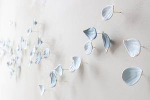 Blue Autumn is a Large porcelain wall art of Blue Leaves handmade in France by Alain Granell