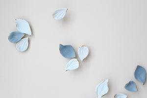 Blue Autumn is a Large porcelain wall art of Blue Leaves handmade in France by Alain Granell