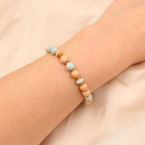 Bracelet céladon et abricot en céramique