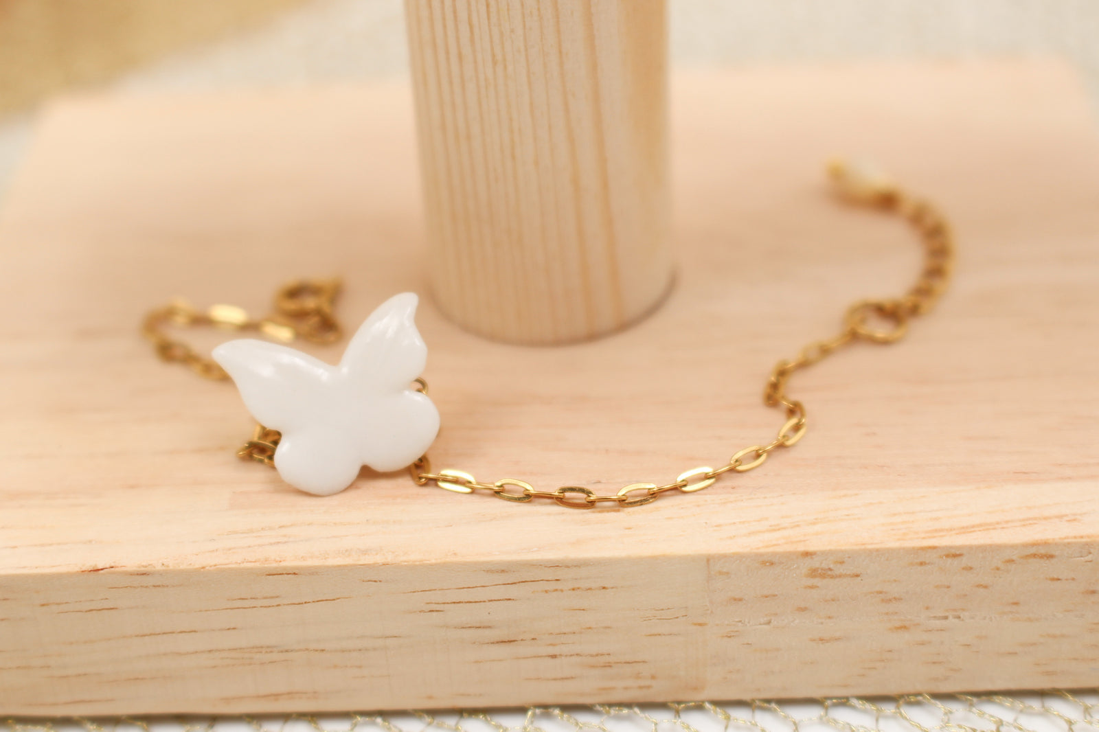 White porcelain butterfly bracelet