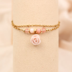 Bracelet Rose en Porcelaine et Opales
