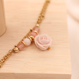 Bracelet Rose en Porcelaine et Opales