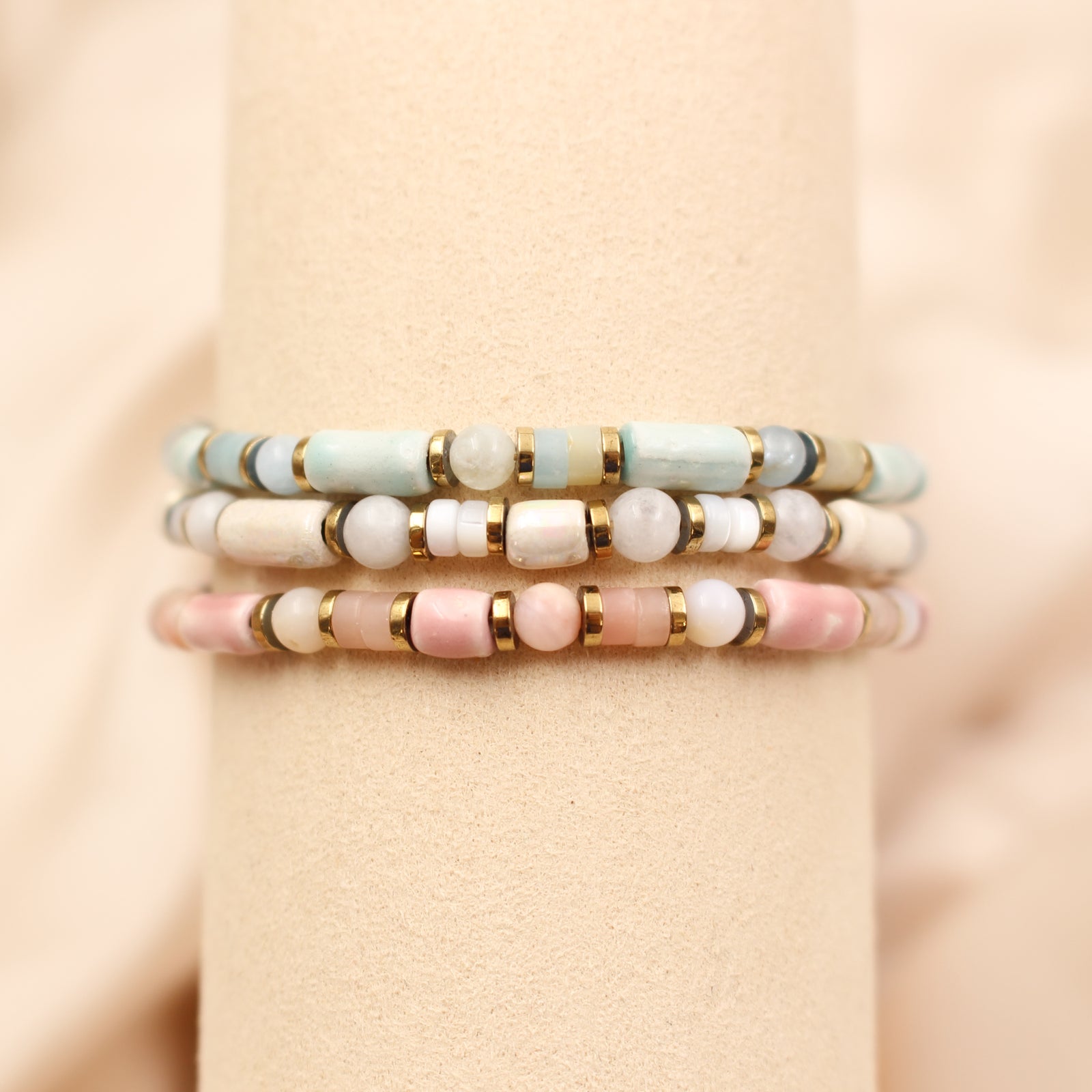 Bracelets céramique et pierre gemmes