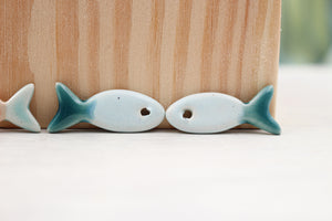 Bicolor Ceramic Fish Charms for Jewelry Making