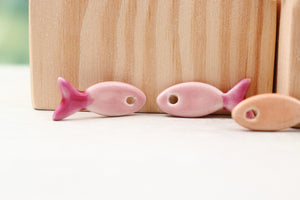 Bicolor Ceramic Fish Charms for Jewelry Making