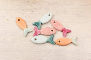 Bicolor Ceramic Fish Charms for Jewelry Making