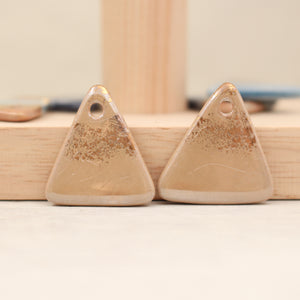 Multicolor ceramic and gold triangle charms handmade in France by Alain Granell