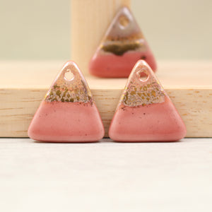 Multicolor ceramic and gold triangle charms handmade in France by Alain Granell
