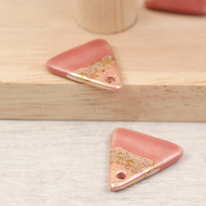 Multicolor ceramic and gold triangle charms handmade in France by Alain Granell