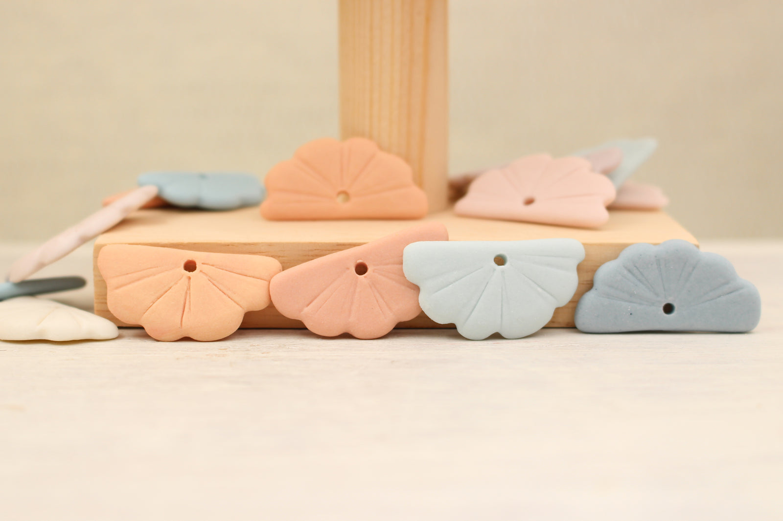 Porcelain Handmade Fan Charms for sewing and jewelry making