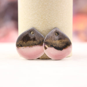 Multicolor ceramic and gold petal charms handmade in France by Alain Granell