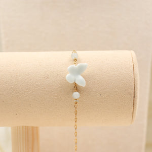 Bracelet papillon en porcelaine et aigue marine