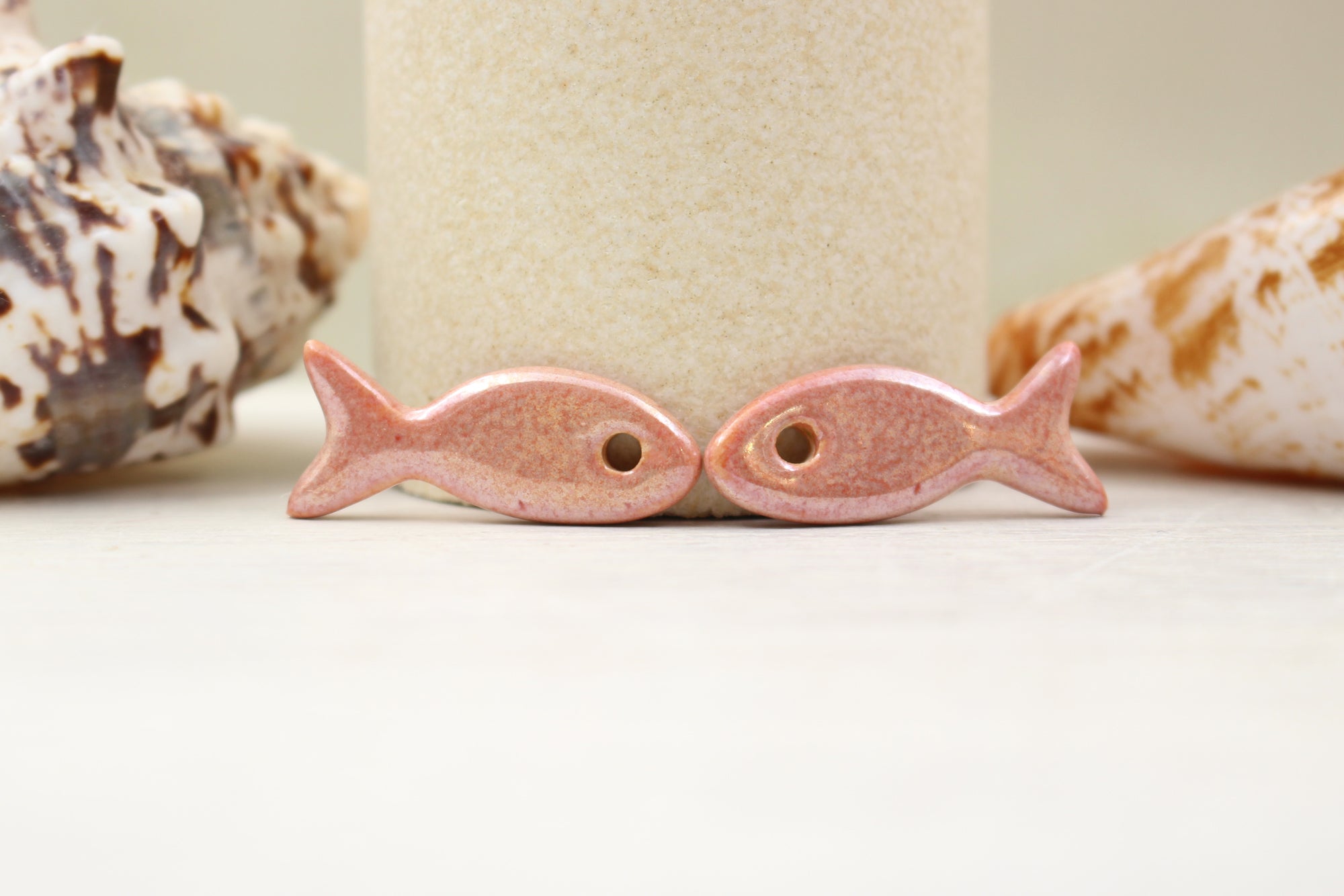 Ceramic fish charms for jewelry and accessories handmade in France by Alain Granell