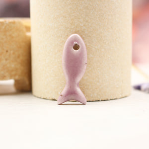 Ceramic fish charms for jewelry and accessories handmade in France by Alain Granell