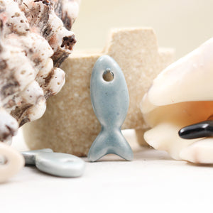 Ceramic fish charms for jewelry and accessories handmade in France by Alain Granell