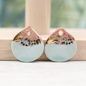 Multicolor ceramic and gold petal charms handmade in France by Alain Granell