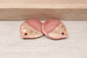 Multicolor ceramic and gold petal charms handmade in France by Alain Granell