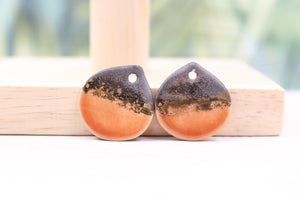 Multicolor ceramic and gold petal charms handmade in France by Alain Granell