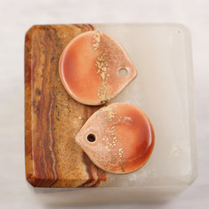 Multicolor ceramic and gold petal charms handmade in France by Alain Granell