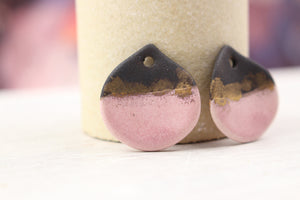 Multicolor ceramic and gold petal charms handmade in France by Alain Granell