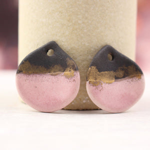 Multicolor ceramic and gold petal charms handmade in France by Alain Granell