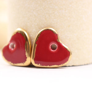 Ceramic heart charms for jewelry and accessories handmade in France by Alain Granell
