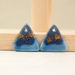 Multicolor ceramic and gold triangle charms handmade in France by Alain Granell