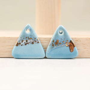 Multicolor ceramic and gold triangle charms handmade in France by Alain Granell