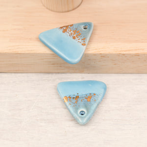 Multicolor ceramic and gold triangle charms handmade in France by Alain Granell