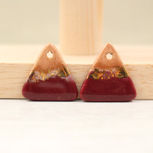 Multicolor ceramic and gold triangle charms handmade in France by Alain Granell