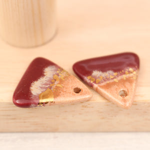 Multicolor ceramic and gold triangle charms handmade in France by Alain Granell