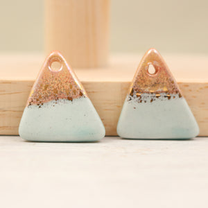 Multicolor ceramic and gold triangle charms handmade in France by Alain Granell