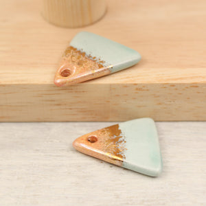 Multicolor ceramic and gold triangle charms handmade in France by Alain Granell