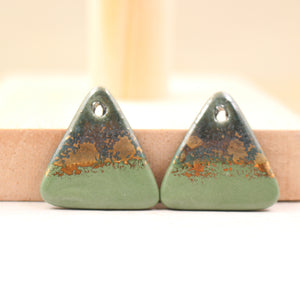 Multicolor ceramic and gold triangle charms handmade in France by Alain Granell