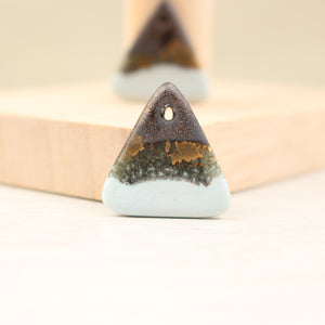 Multicolor ceramic and gold triangle charms handmade in France by Alain Granell