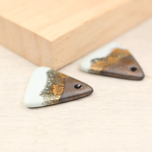 Multicolor ceramic and gold triangle charms handmade in France by Alain Granell