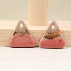 Multicolor ceramic and gold triangle charms handmade in France by Alain Granell
