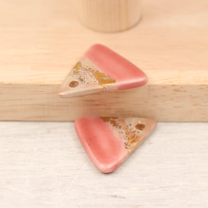 Multicolor ceramic and gold triangle charms handmade in France by Alain Granell