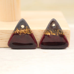 Multicolor ceramic and gold triangle charms handmade in France by Alain Granell